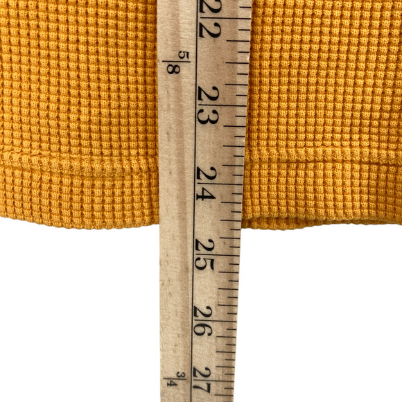 Gap Waffle Knit Thermal Mens Small Yellow Long Raglan Sleeve Crew Neck Pullover - Picture 12 of 12